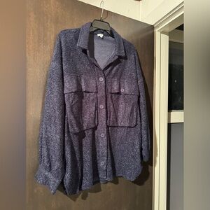 En Creme Blue Button-Up Top